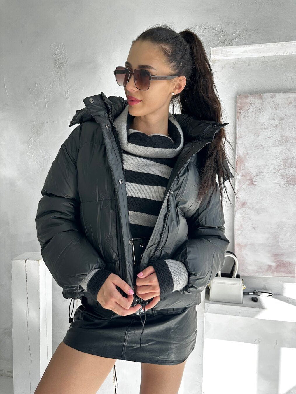 Lavinque Coats & Jackets Doudoune Courte à Capuche | Kaki Clair | Chaude et Tendance