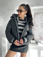 Lavinque Coats & Jackets Doudoune Courte à Capuche | Kaki Clair | Chaude et Tendance