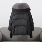 Lavinque Coats & Jackets Doudoune Courte à Col en Fourrure | Noir | Élégance Chaude et Tendance