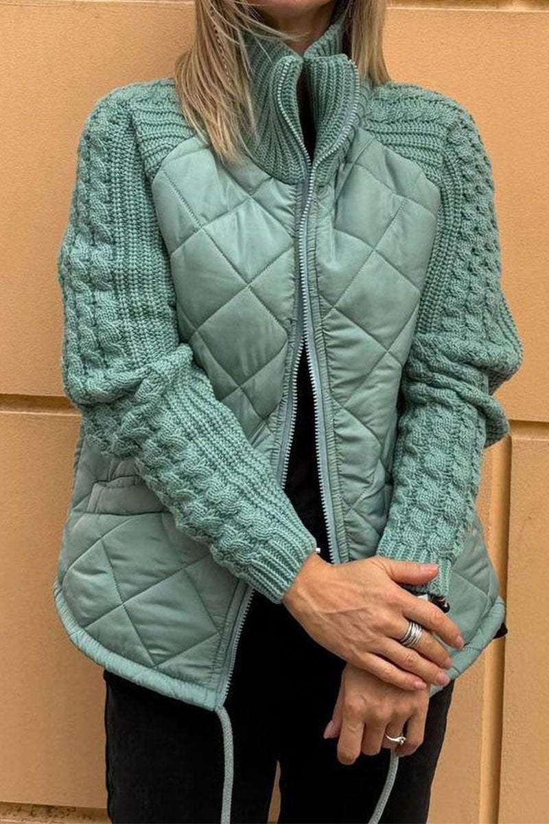 Lavinque Coats & Jackets Émeraude / S Veste Matelassée Bicolore | Beige | Douce et Texturée