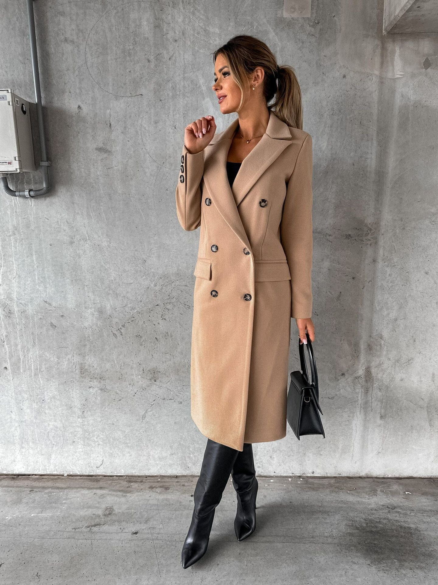 Lavinque Coats & Jackets Épice Caramel / S Manteau Long Élégant | Crème | Chic, Structuré et Intemporel