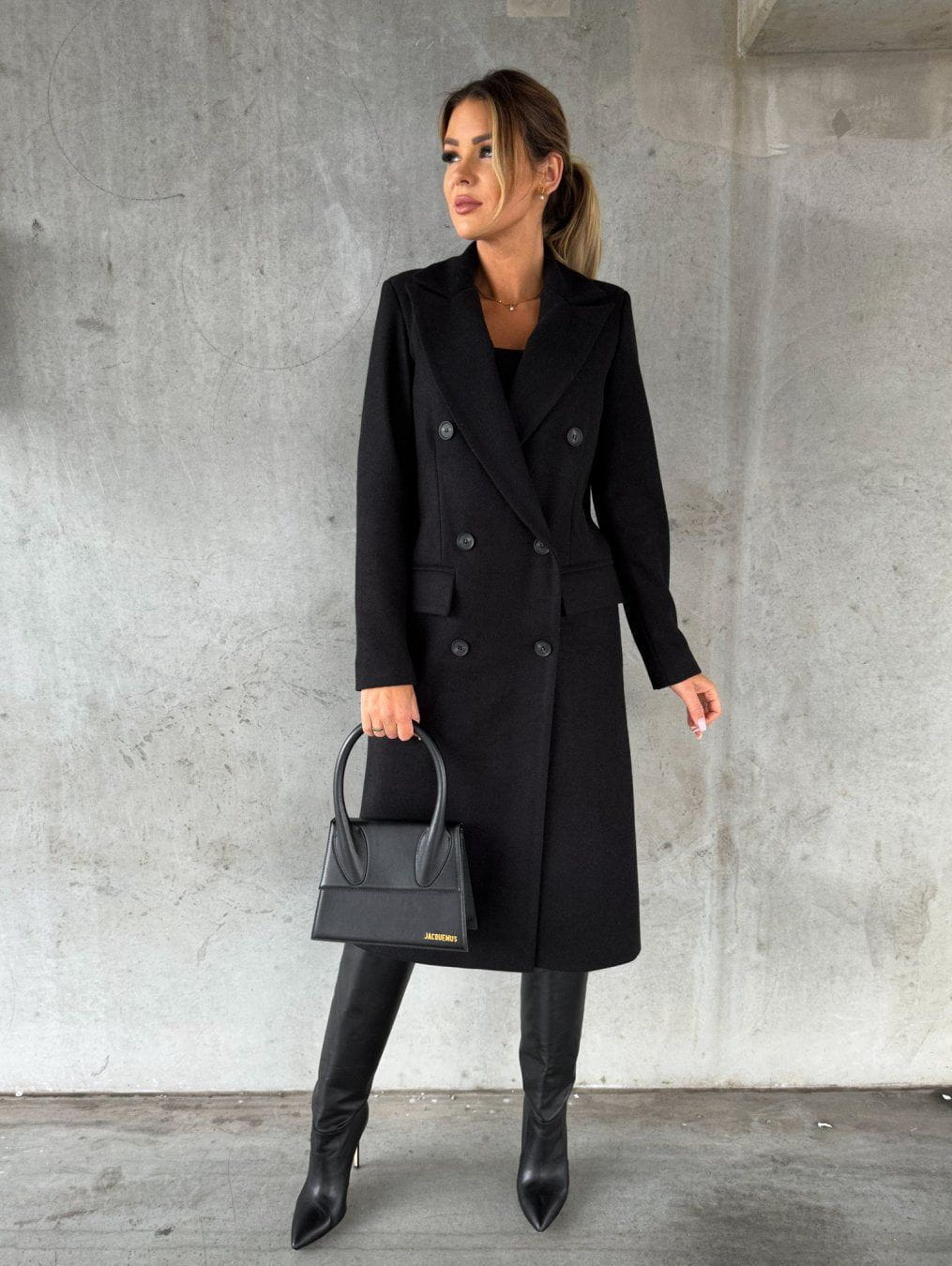 Lavinque Coats & Jackets Gel Noir / S Manteau Long Élégant | Crème | Chic, Structuré et Intemporel