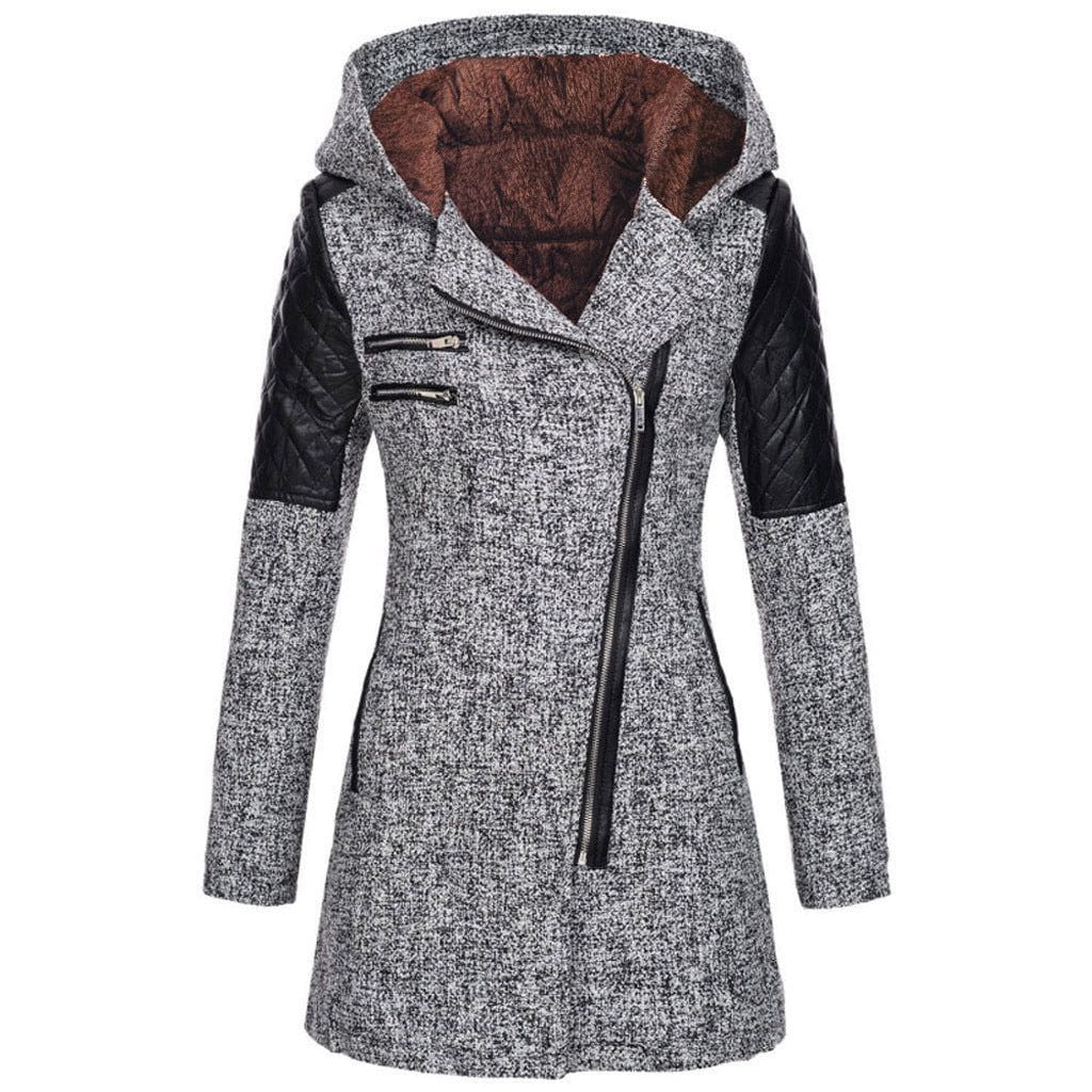 Lavinque Coats & Jackets Gris foncé (avec capuche en velours) / S Manteau Asymétrique | Style Moderne | Chaleur et Élégance