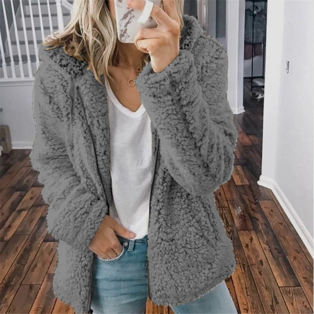 Lavinque Coats & Jackets Gris foncé / S Veste Douillette en Fausse Fourrure | Cocooning | Chaude et Tendance