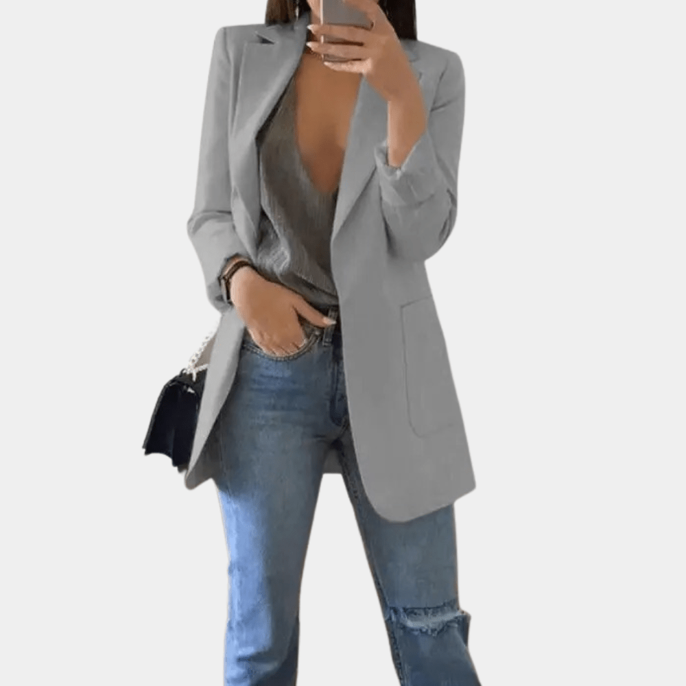 Lavinque Coats & Jackets Gris / S Blazer Long Noir | Classique | Structuré et Polyvalent