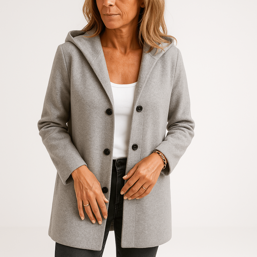 Lavinque Coats & Jackets Gris / S Manteau Fuchsia à Capuche | Coupe Droite | Élégant et Audacieux
