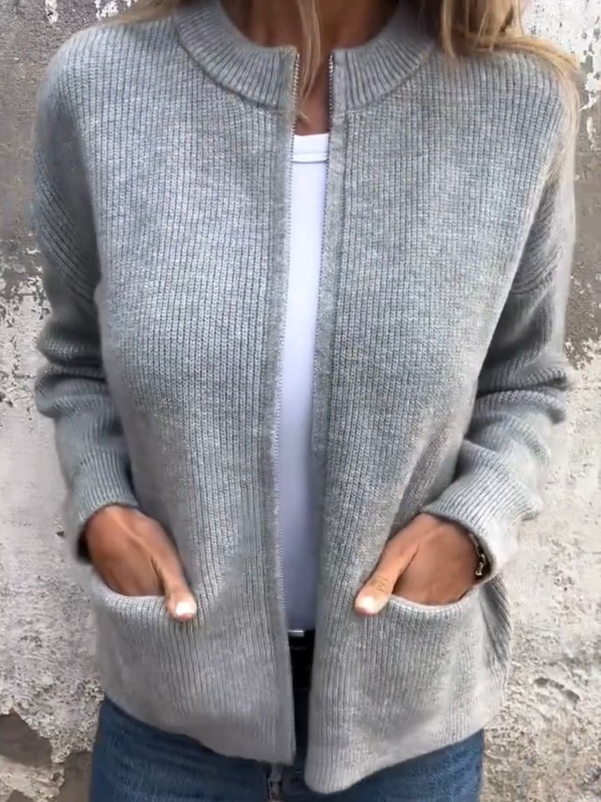Lavinque Coats & Jackets Gris / S Veste en Maille Grise | Coupe Droite | Chic Minimaliste