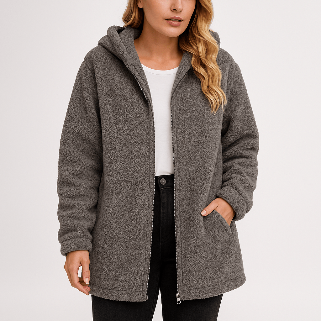 Lavinque Coats & Jackets Gris / S Veste Polaire Kaki à Capuche | Douce & Zippée | Parfaite pour l’Hiver