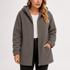 Lavinque Coats & Jackets Gris / S Veste Polaire Kaki à Capuche | Douce & Zippée | Parfaite pour l’Hiver