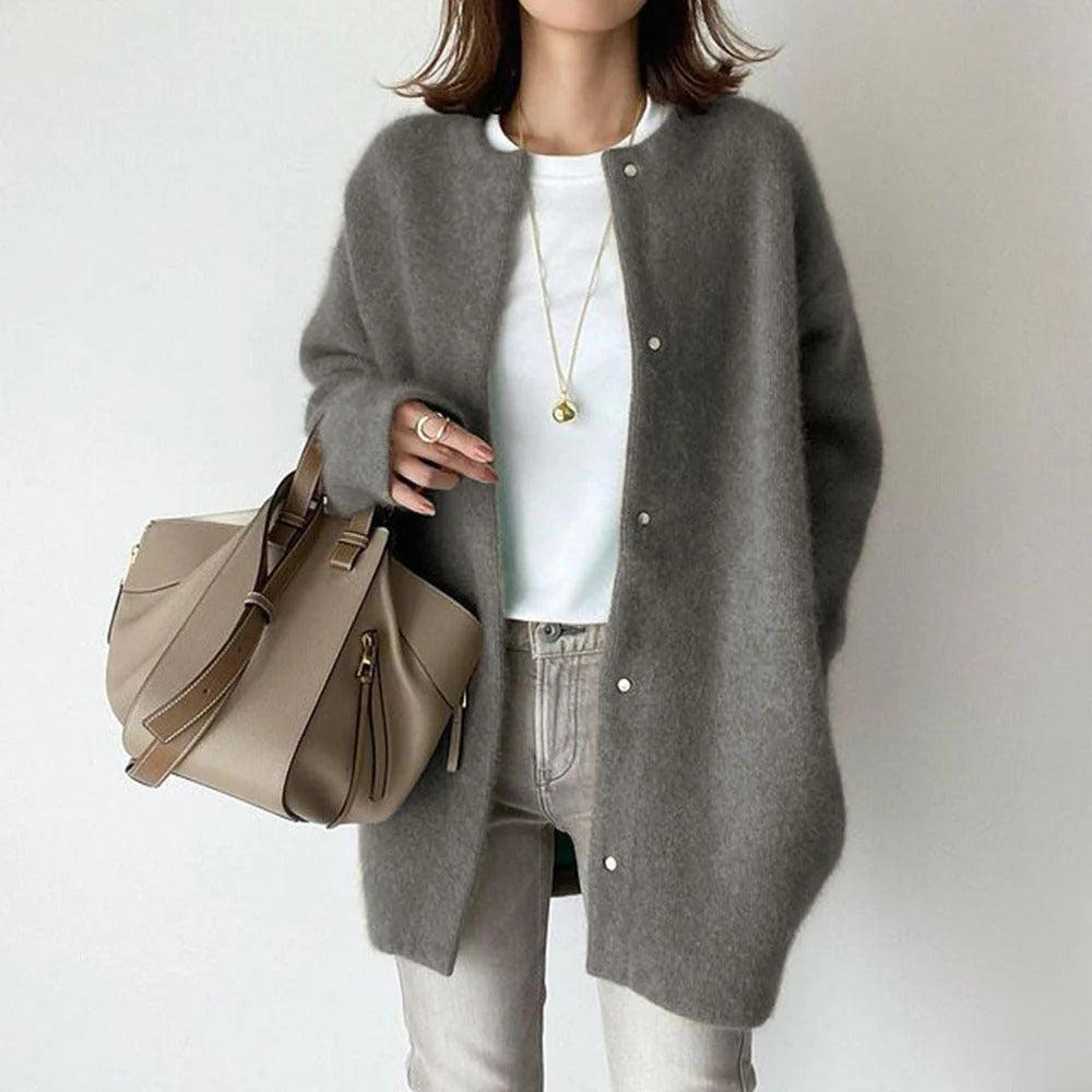 Lavinque Coats & Jackets Gris / XS Manteau Minimaliste Boutonné | Noir | Structuré et Polyvalent
