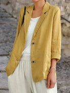 Lavinque Coats & Jackets Jaune / S Blazer en Lin Femme | Léger et Élégant | Chic Décontracté