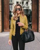 Lavinque Coats & Jackets Jaune / S Blouson Cuir | Coupe Ajustée | Élégance et Caractère