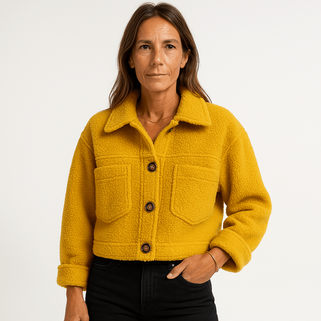 Lavinque Coats & Jackets Jaune / S Veste Courte Bouclée | Jaune Moutarde | Douceur & Style Automnal