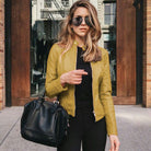 Lavinque Coats & Jackets Jaune / S Veste en Cuir Femme | Motard | Élégante et Tendance