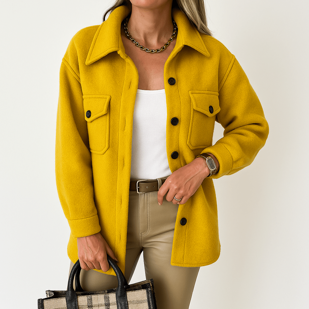Lavinque Coats & Jackets Jaune / XS Veste Beige Effet Laine | Coupe Décontractée | Parfaite pour la Mi-saison