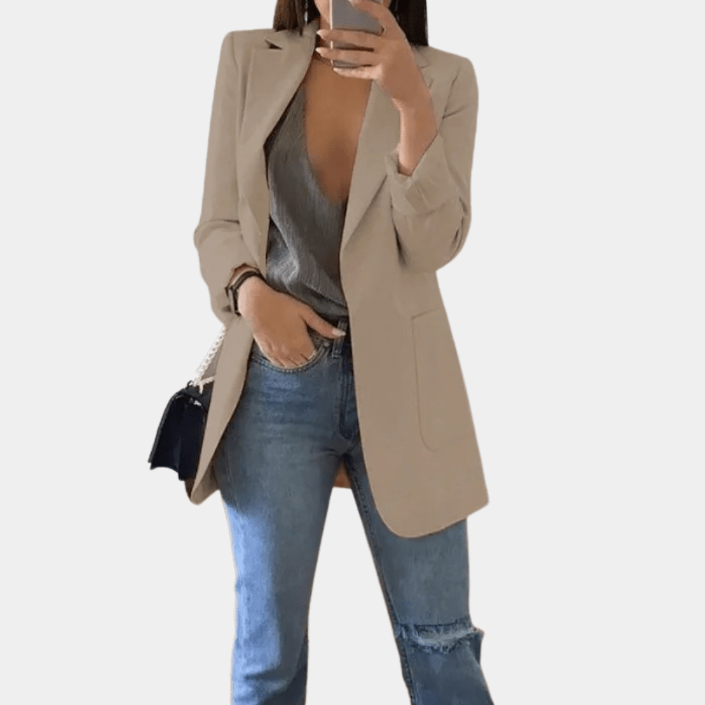 Lavinque Coats & Jackets Kaki / S Blazer Long Noir | Classique | Structuré et Polyvalent