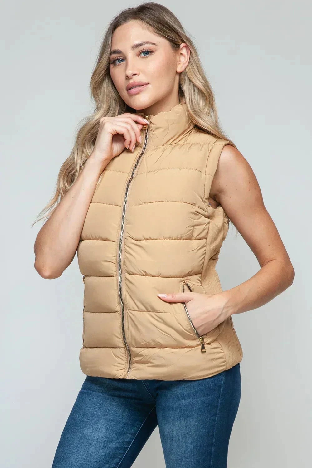 Lavinque Coats & Jackets Kaki / S Gilet Matelassé Sans Manches | Camel | Léger & Tendance