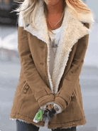 Lavinque Coats & Jackets Kaki / S Veste Doublée en Mouton Synthétique | Vert Pomme | Chaude et Décontractée