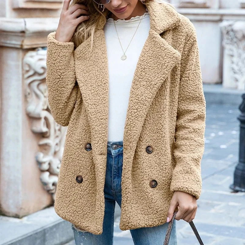Lavinque Coats & Jackets Kaki / S Veste en Mouton Bouclé | Marron Chocolat | Douce et Tendance