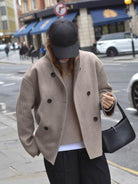 Lavinque Coats & Jackets Manteau Court en Laine | Taupe | Structuré et Tendance