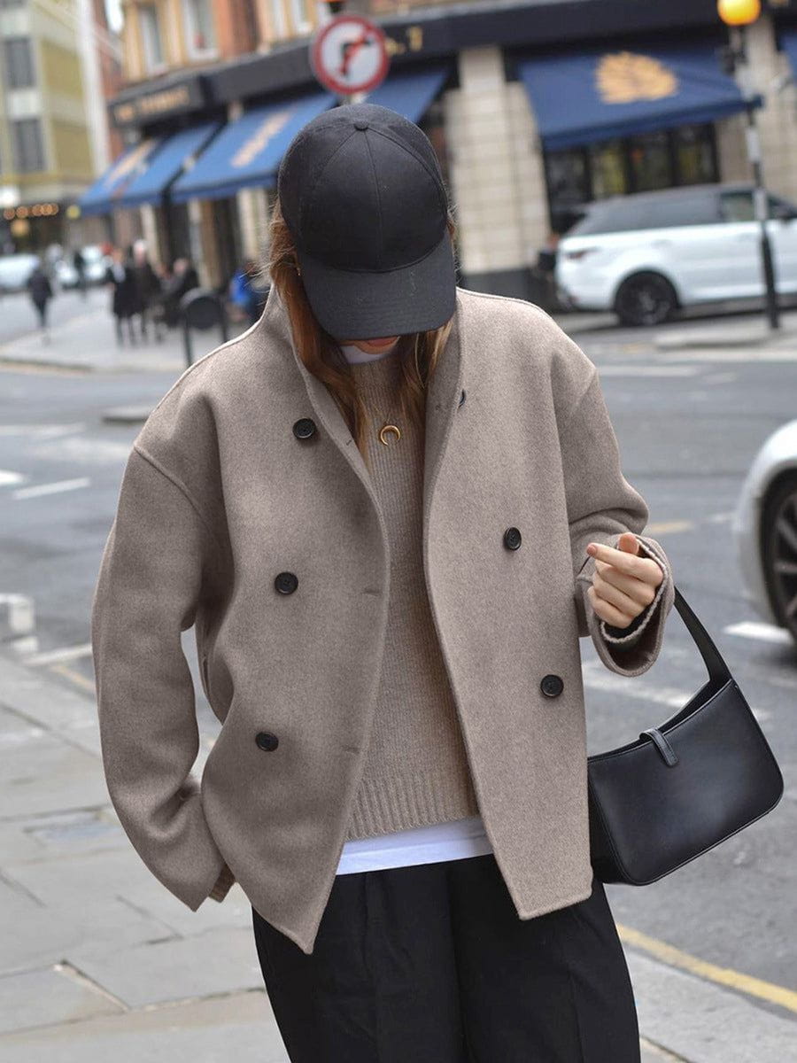 Lavinque Coats & Jackets Manteau Court en Laine | Taupe | Structuré et Tendance