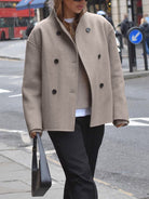 Lavinque Coats & Jackets Manteau Court en Laine | Taupe | Structuré et Tendance