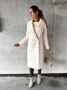 Lavinque Coats & Jackets Manteau Long Élégant | Crème | Chic, Structuré et Intemporel