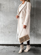Lavinque Coats & Jackets Manteau Long Élégant | Crème | Chic, Structuré et Intemporel