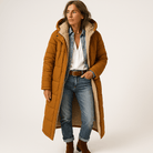 Lavinque Coats & Jackets Manteau Long Matelassé Kaki | Doublure Chaude en Fausse Fourrure | Parfait pour l’Hiver