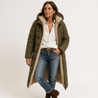 Lavinque Coats & Jackets Manteau Long Matelassé Kaki | Doublure Chaude en Fausse Fourrure | Parfait pour l’Hiver