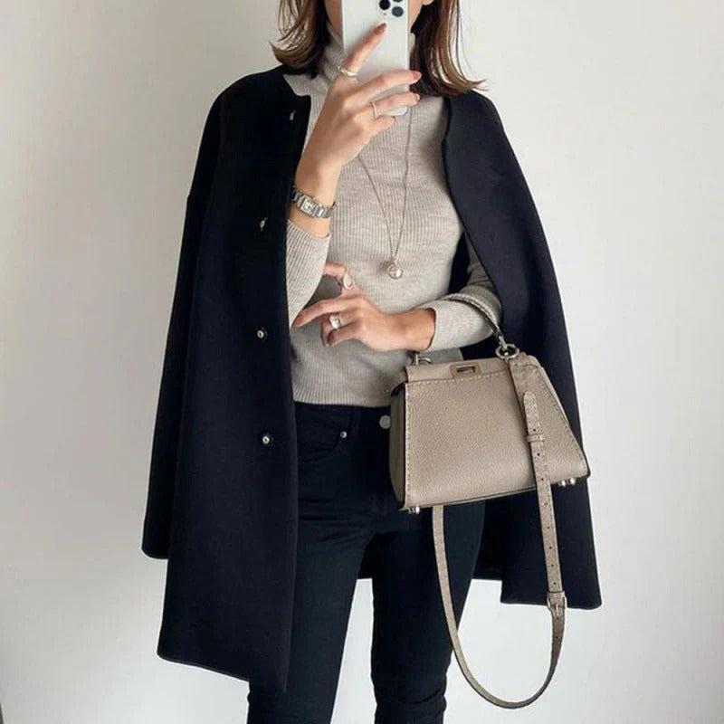 Lavinque Coats & Jackets Manteau Minimaliste Boutonné | Noir | Structuré et Polyvalent