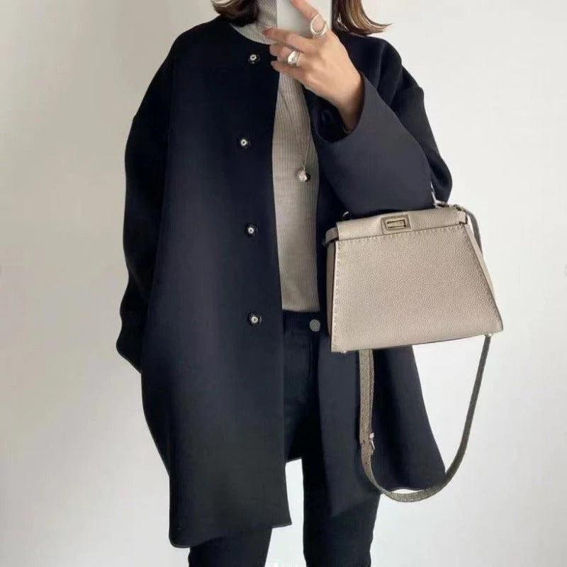 Lavinque Coats & Jackets Manteau Minimaliste Boutonné | Noir | Structuré et Polyvalent