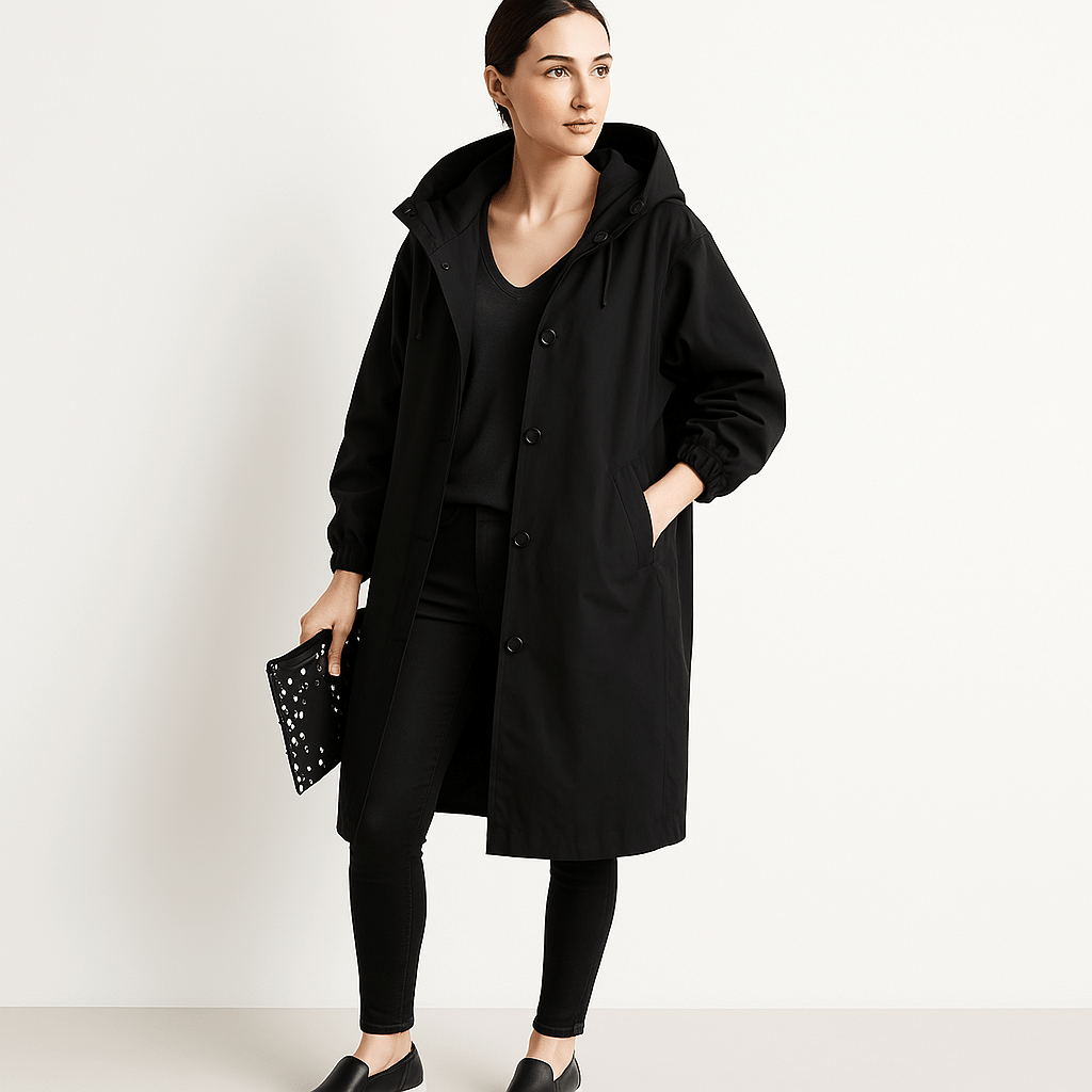 Lavinque Coats & Jackets Manteau Noir | Capuche Intégrée | Urbain et Décontracté