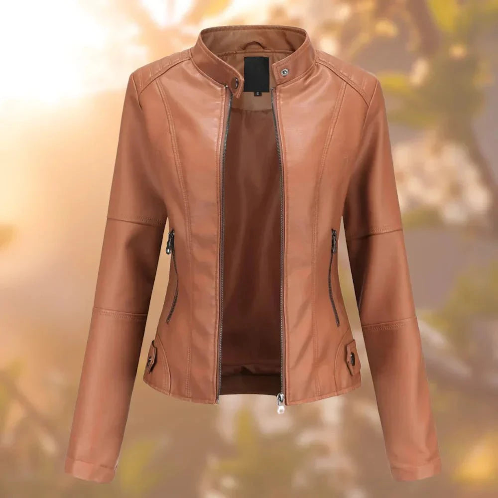Lavinque Coats & Jackets Marron Clair / S Veste Simili Cuir Noire | Style Motard | Moderne et Intemporelle
