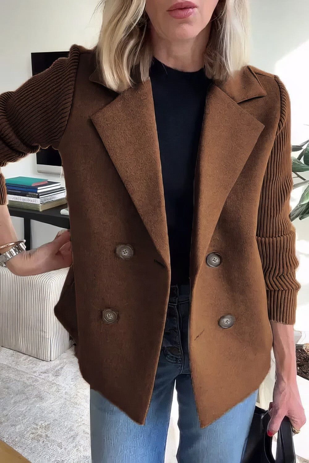 Lavinque Coats & Jackets Marron foncé / S Blazer Femme | Rose Poudré | Chic & Structuré