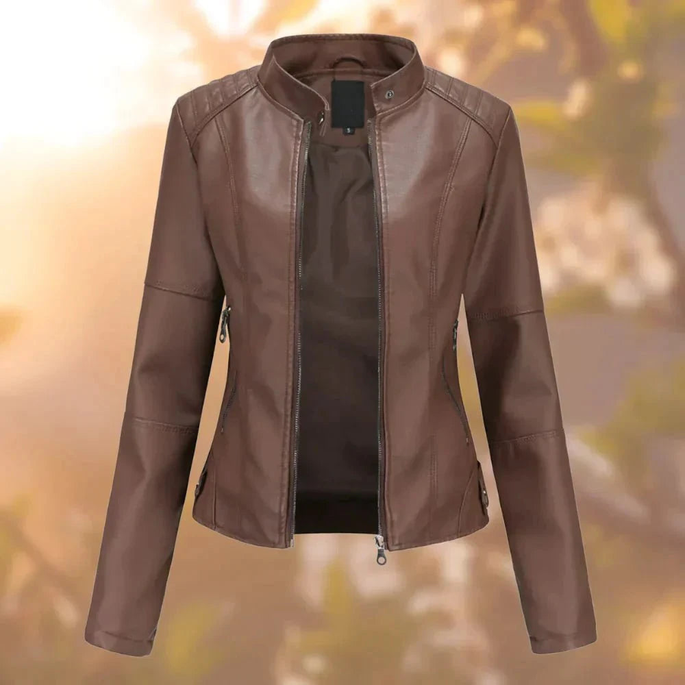 Lavinque Coats & Jackets Marron foncé / S Veste Simili Cuir Noire | Style Motard | Moderne et Intemporelle