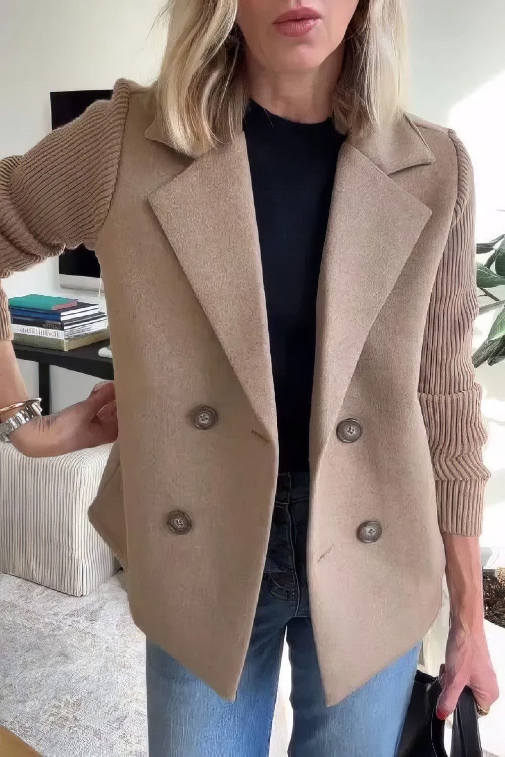 Lavinque Coats & Jackets Marron / S Blazer Femme | Rose Poudré | Chic & Structuré