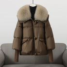 Lavinque Coats & Jackets Marron / S Doudoune Courte à Col en Fourrure | Noir | Élégance Chaude et Tendance