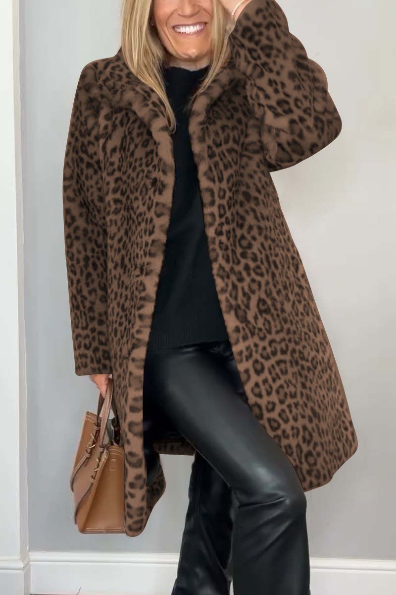 Lavinque Coats & Jackets Marron / S Manteau Léopard Femme | Fausse Fourrure | Audacieux et Chic