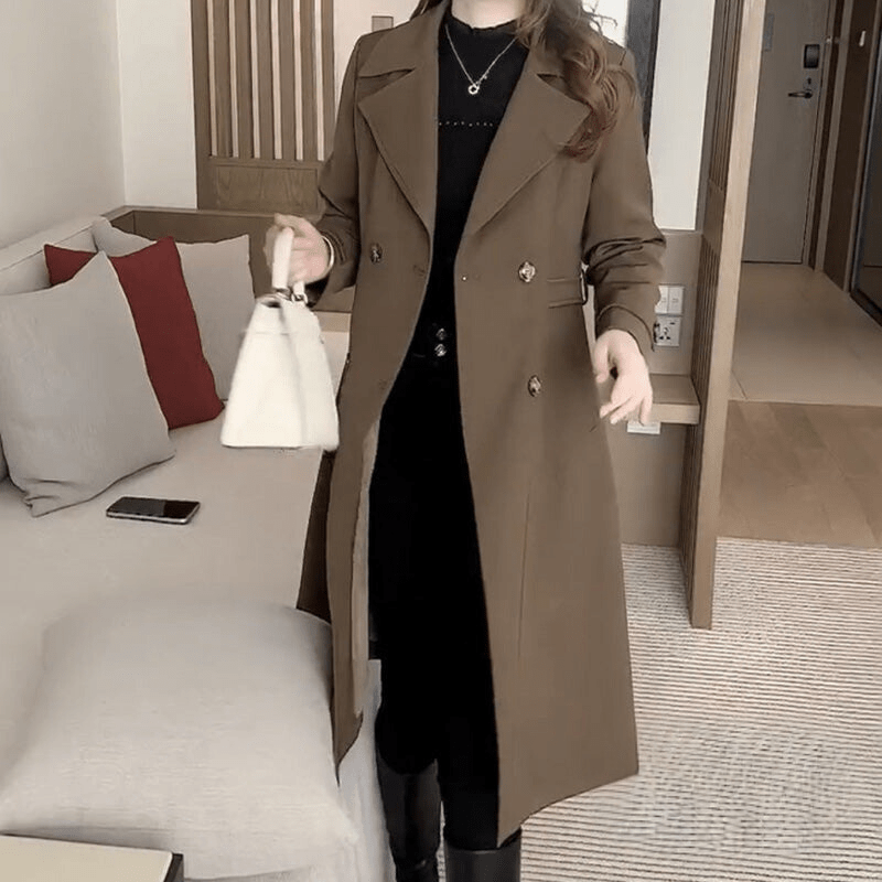 Lavinque Coats & Jackets Marron / S Manteau Long Élégant | Laine Mélangée | Chic et Intemporel