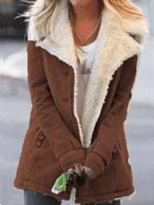 Lavinque Coats & Jackets Marron / S Veste Doublée en Mouton Synthétique | Vert Pomme | Chaude et Décontractée
