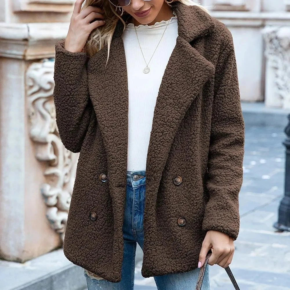 Lavinque Coats & Jackets Marron / S Veste en Mouton Bouclé | Marron Chocolat | Douce et Tendance