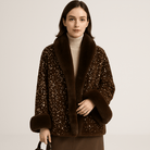 Lavinque Coats & Jackets Marron / S Veste Pailletée en Fausse Fourrure | Chaude et Élégante | Style Glamour Hiver
