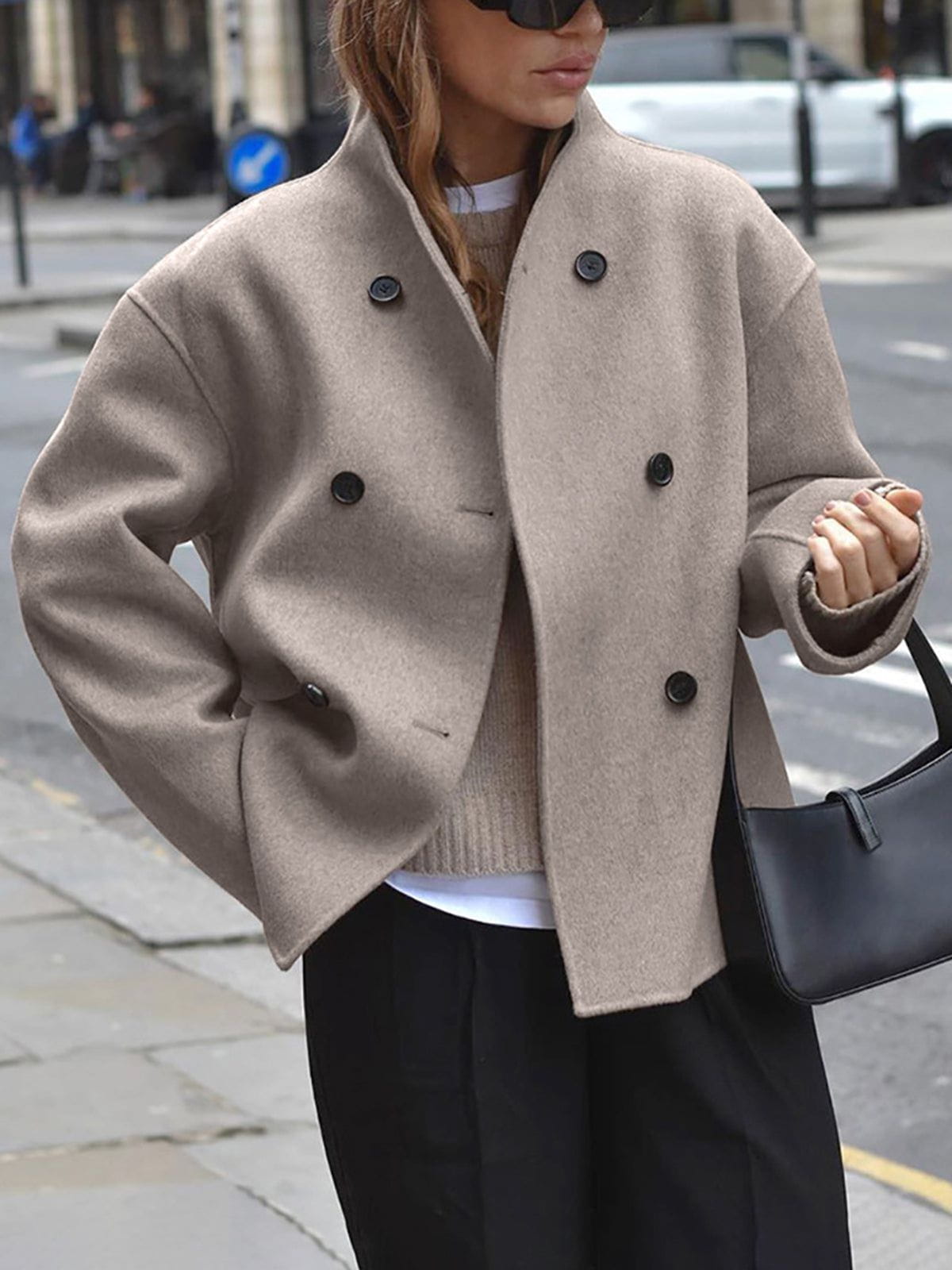 Lavinque Coats & Jackets Marron / XS Manteau Court en Laine | Taupe | Structuré et Tendance