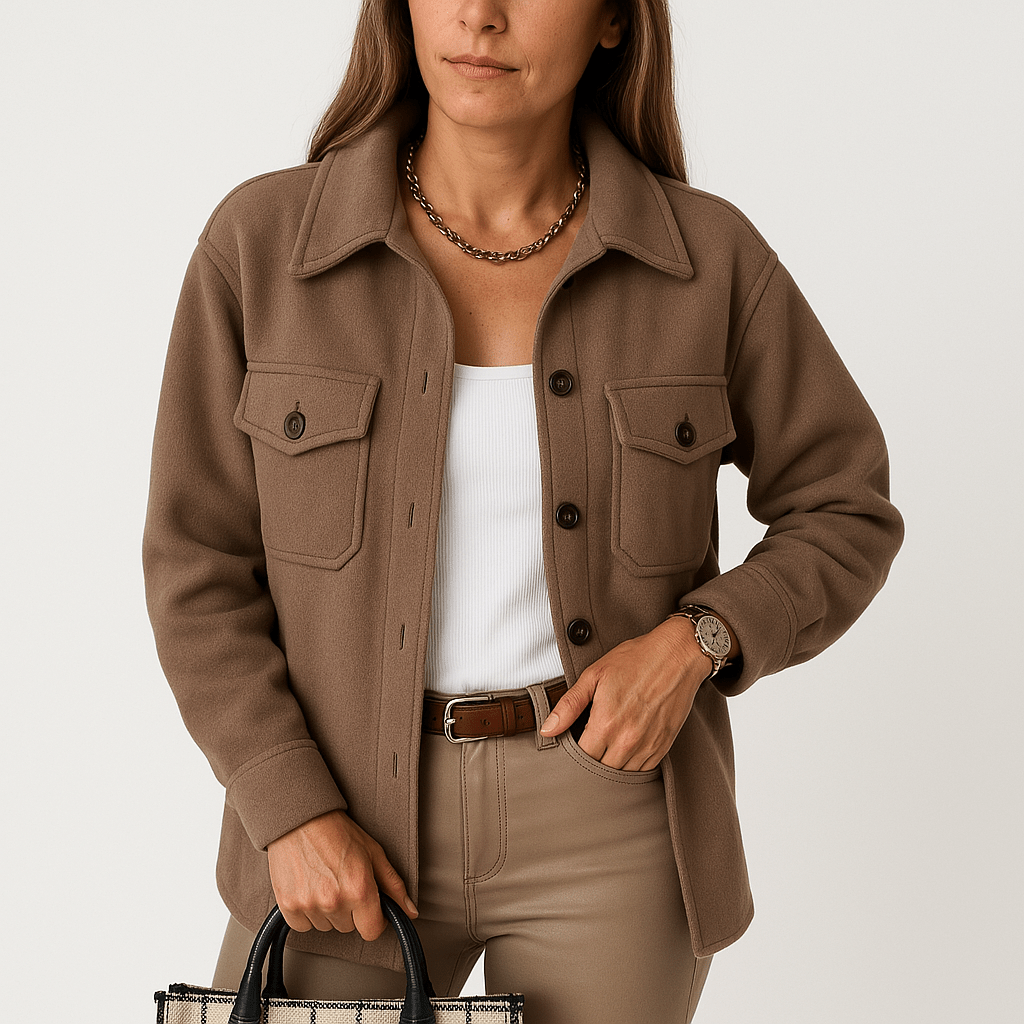 Lavinque Coats & Jackets Marron / XS Veste Beige Effet Laine | Coupe Décontractée | Parfaite pour la Mi-saison