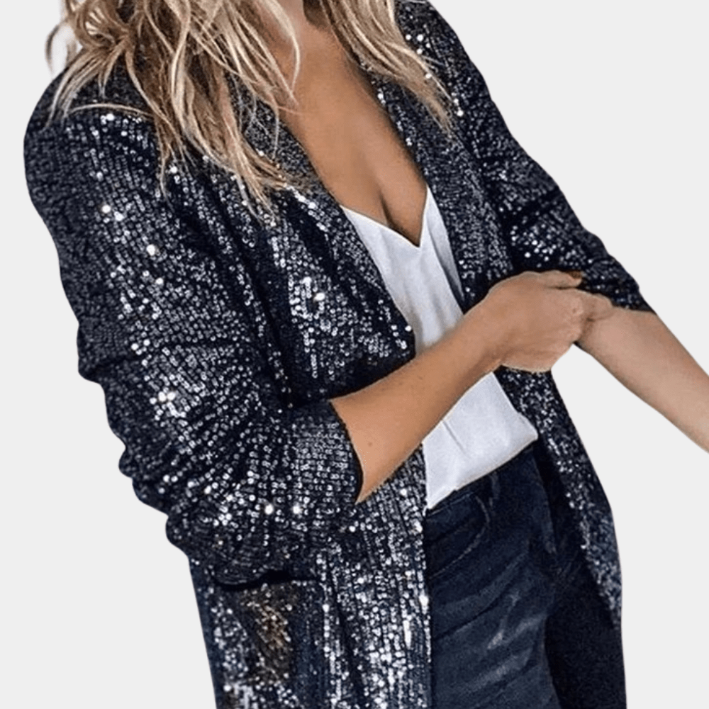 Lavinque Coats & Jackets Noir / S Blazer à Paillettes Noir | Festif | Brillant et Élégant