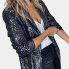 Lavinque Coats & Jackets Noir / S Blazer à Paillettes Noir | Festif | Brillant et Élégant