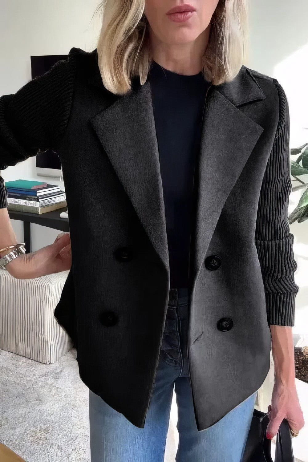 Lavinque Coats & Jackets Noir / S Blazer Femme | Rose Poudré | Chic & Structuré