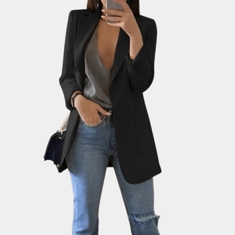 Lavinque Coats & Jackets Noir / S Blazer Long Noir | Classique | Structuré et Polyvalent