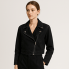 Lavinque Coats & Jackets Noir / S Blouson Biker en Jean | Coupe Courte | Look Rock Féminin